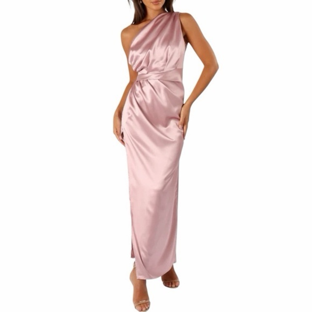 Petal & Pup Nadia Dusty Rose One Shoulder Maxi Dress Size 4 Formal Wedding Guest